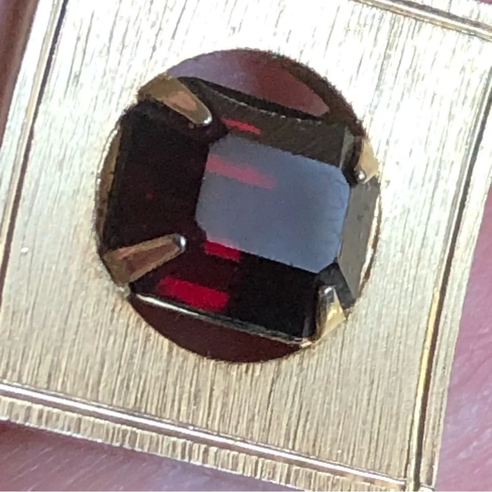 Vintage Dante emerald cut pyrope garnet cuff links